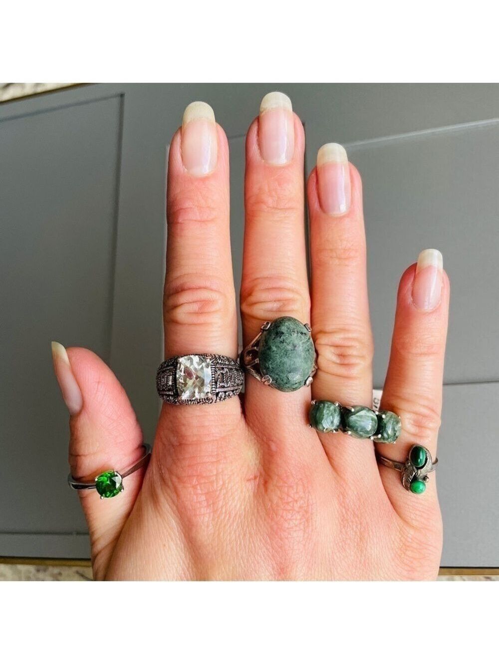 🎄 Sterling Silver Rings With Green Gemstones ❇️ ASK FOR PRICES